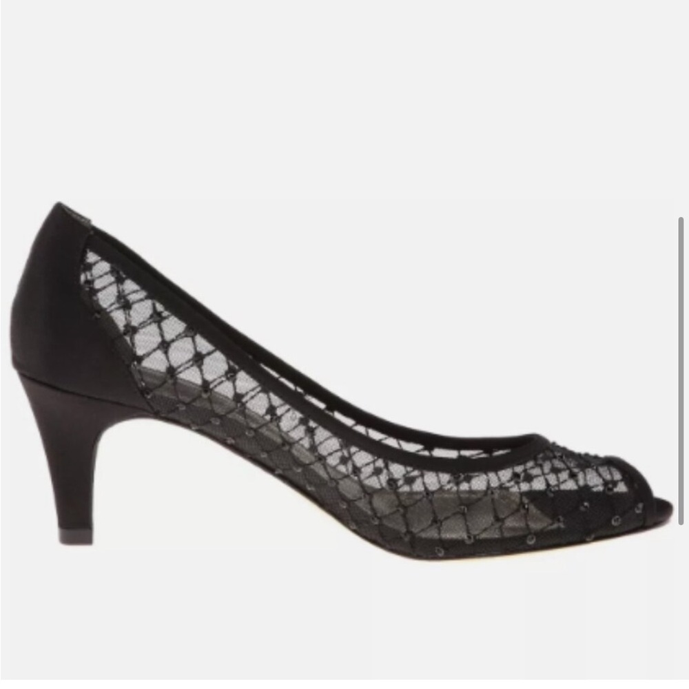 Adrianna Papell Women's Juliette Black Aria Mesh Peeptoe Dress Pump New in Box - Picture 3 of 6